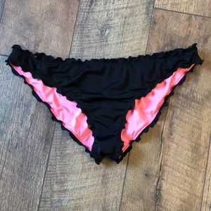 PINK Black Bikini Bottoms Large